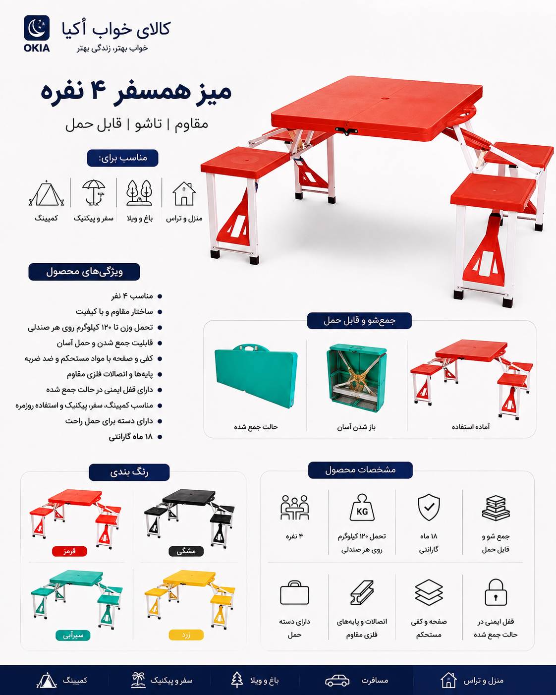 میز همسفر ۴ نفره پلاس